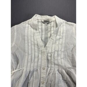 Y2K Tramp Peasant Tunic Style Blouse Womens S White Cotton Boho Tie Back